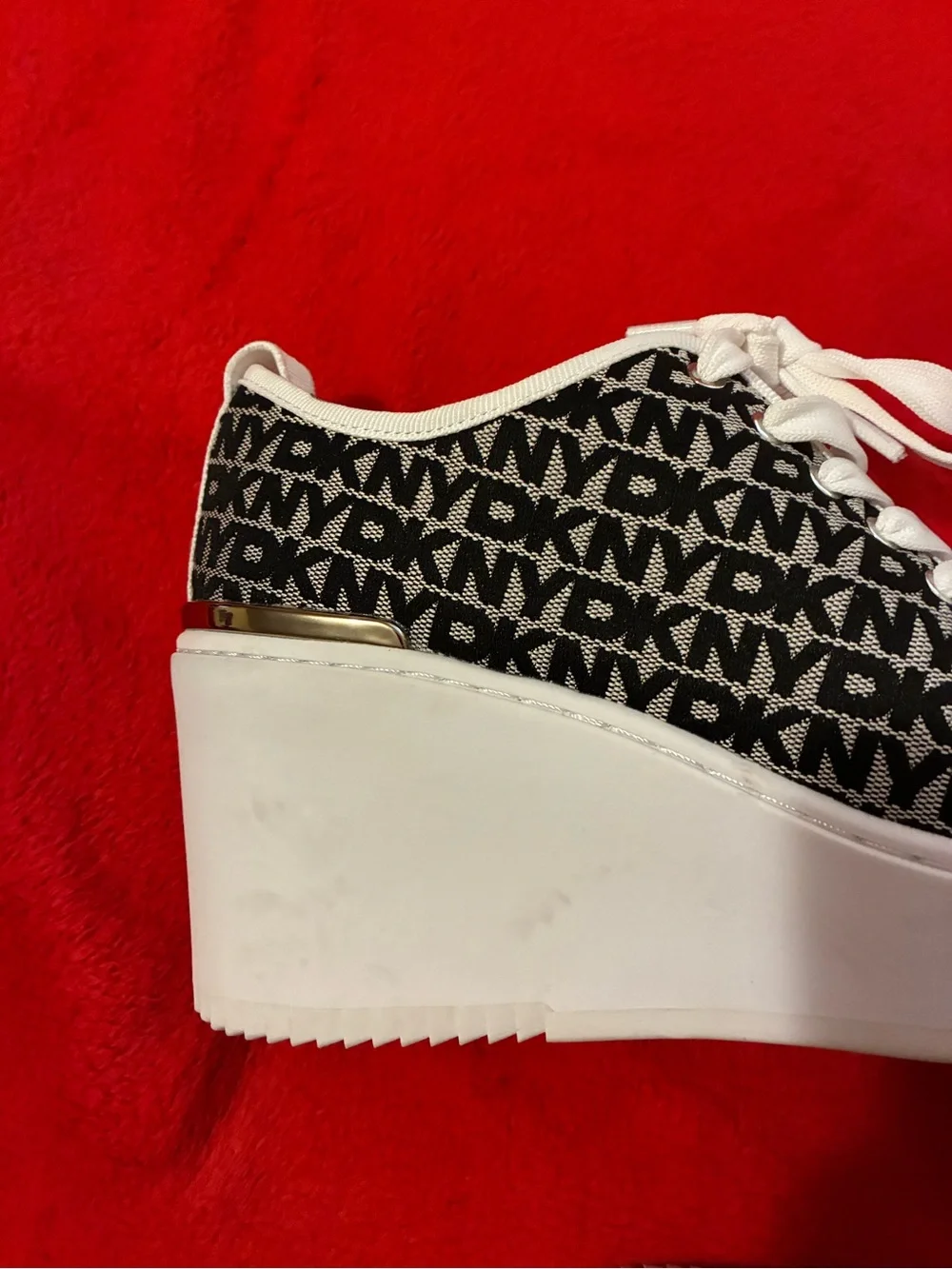 DKNY Logo Platform Sneakers with White Soles